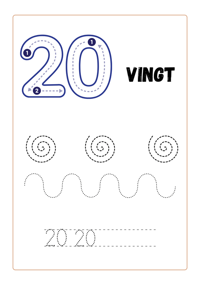 Livret des nombres et le tracer A4 de 10 à 20 