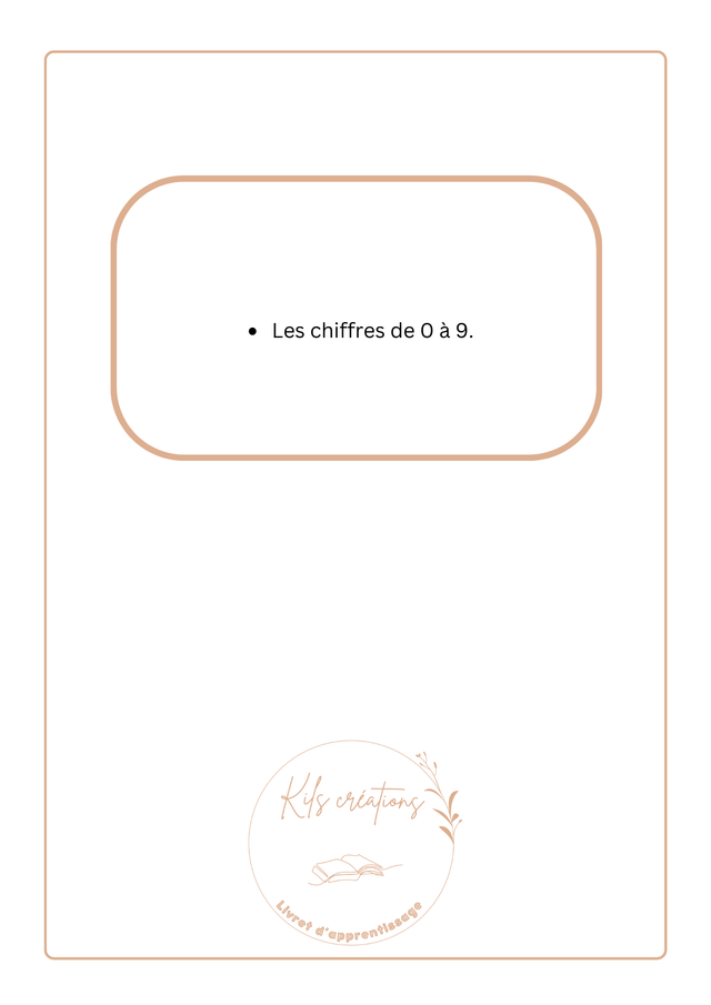 Livret des chiffres et le tracer A4 de 0 à 9