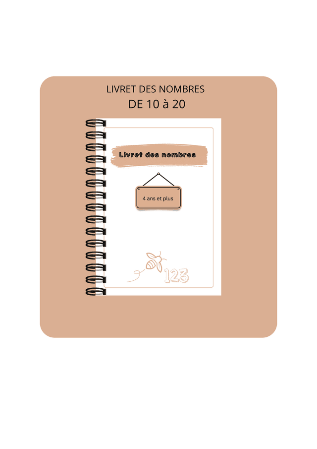 Livret des nombres et le tracer A4 de 10 à 20 
